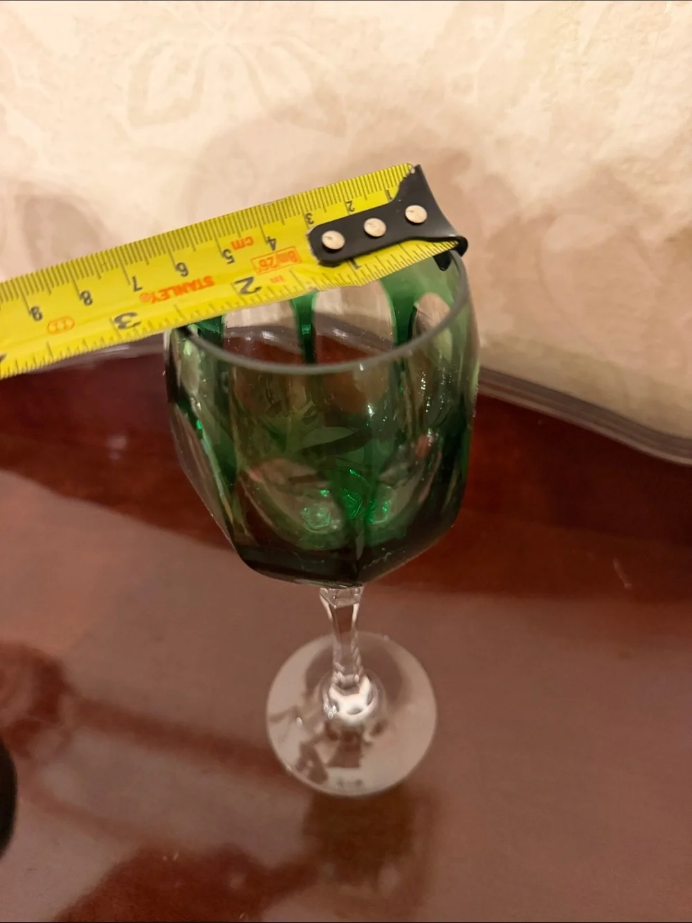 Vintage Emerald Cut-Panel Crystal Wine Goblet